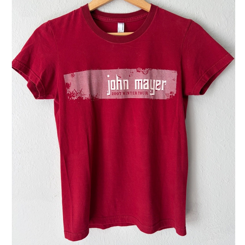 Vintage John Mayer 2007 Winter Tour Graphic T-Shirt M Red Indie Sleaze Y2K Retro